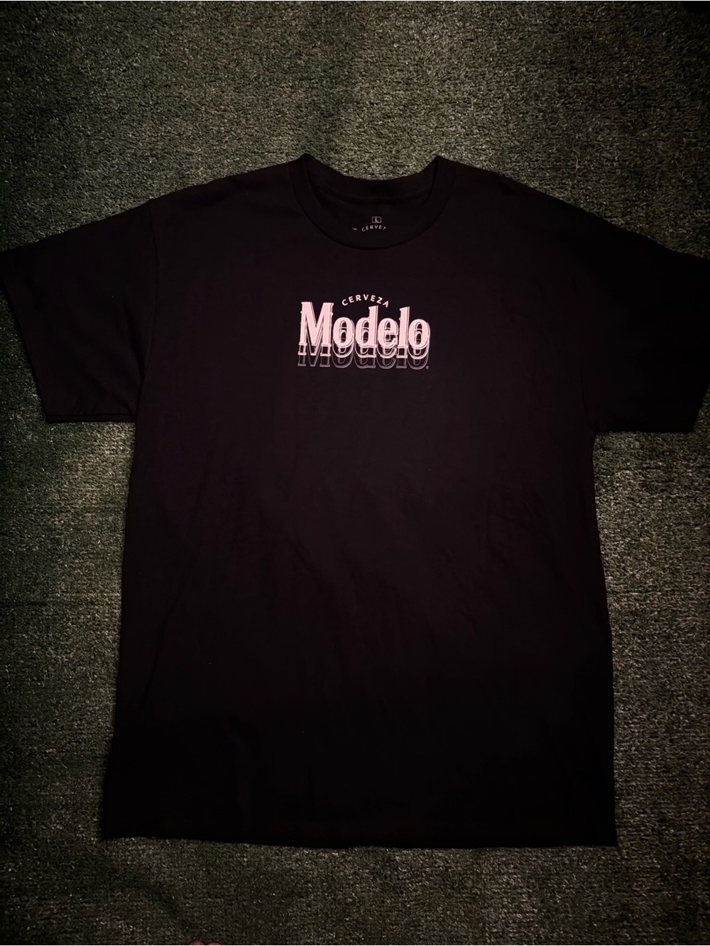 ModelCo Black Short-Sleeve Tee with Pink Logo